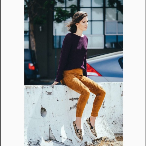 Camel Suede Moto Jeggings - Picture 4 of 7